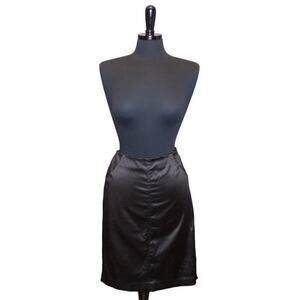 NY Collection Black Satin Skirt Straight Pencil Wiggle Goth Noir 4